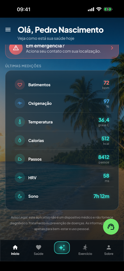 Home screen with the legal footer